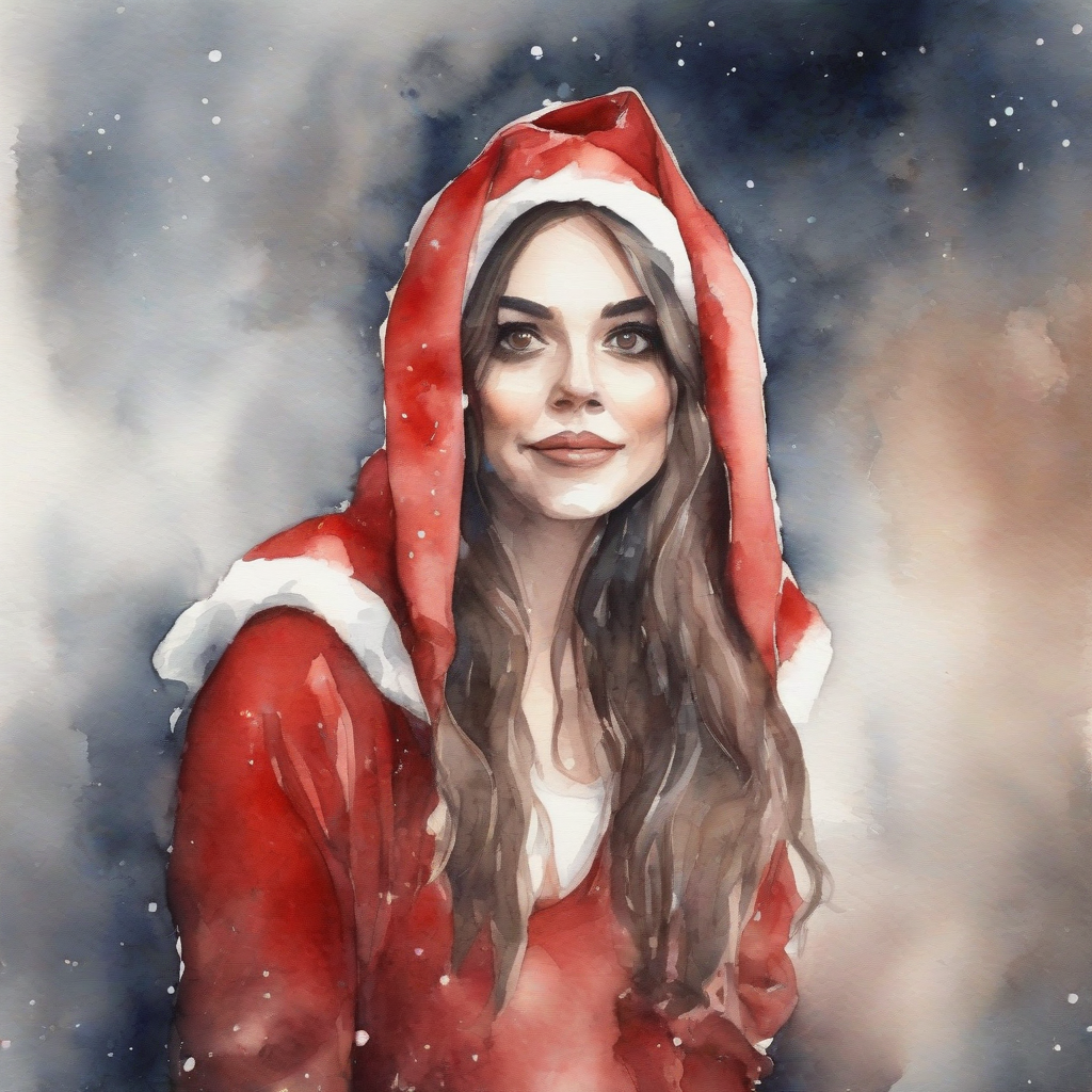 beautiful woman dressed as santa claus watercolor painting by मुफ्त एआई छवि जनरेटर - बिना लॉगिन के✨ | AIGAZOU