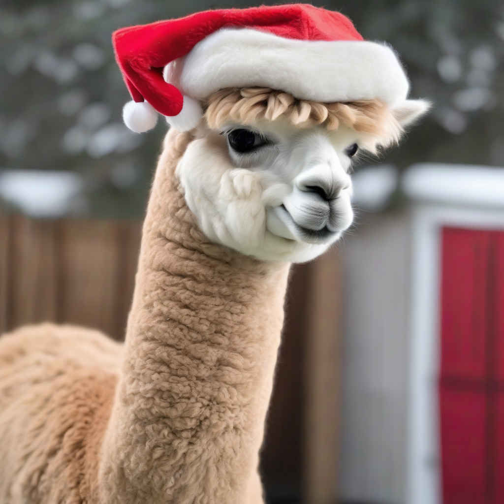 alpaca slim with ears and christmas hat standing by मुफ्त एआई छवि जनरेटर - बिना लॉगिन के✨ | AIGAZOU