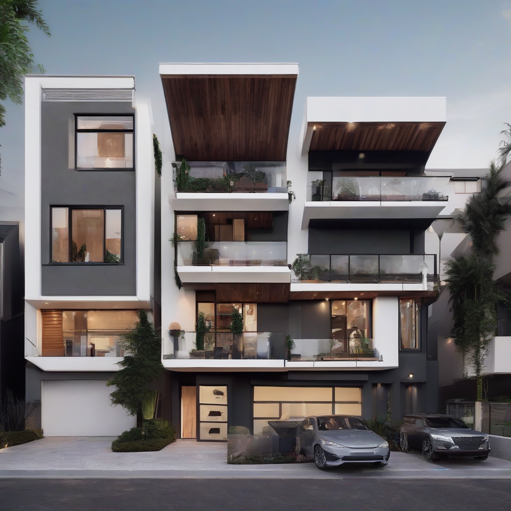 three story multi family home modern architecture by Générateur d'images par IA gratuit - Aucune connexion nécessaire✨ | AIGAZOU