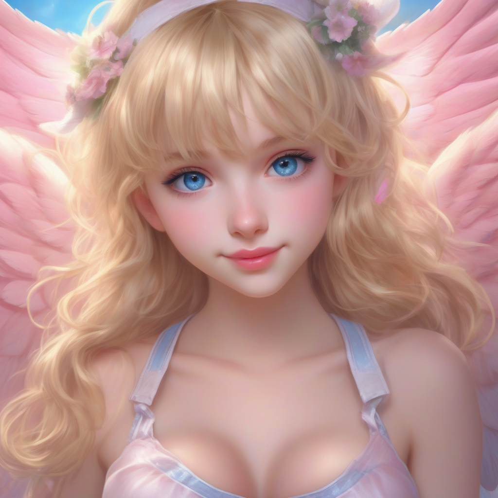 beautiful angelic girl with golden hair and big breasts by मुफ्त एआई छवि जनरेटर - बिना लॉगिन के✨ | AIGAZOU