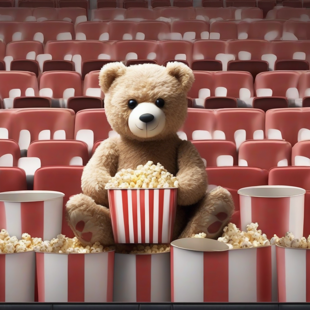 a teddy bear at the cinema eating popcorn by मुफ्त एआई छवि जनरेटर - बिना लॉगिन के✨ | AIGAZOU