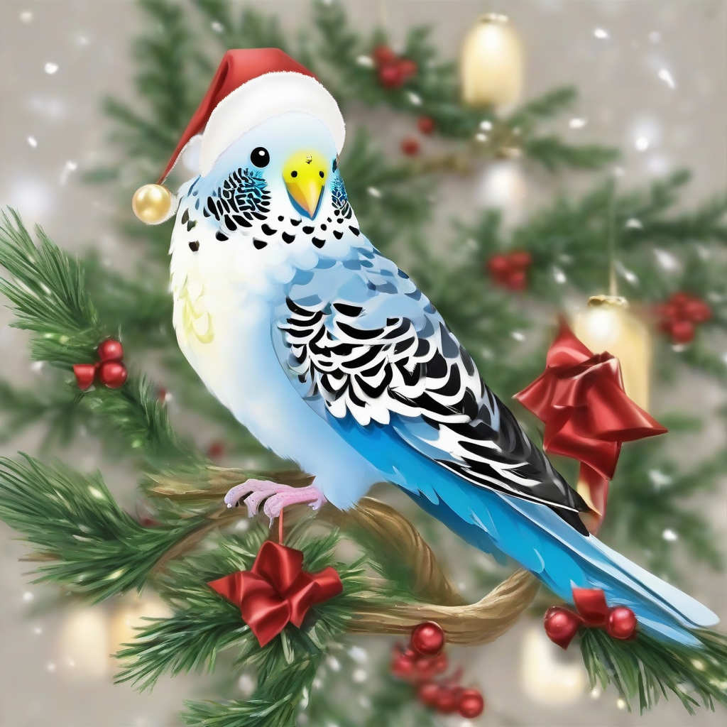 christmas dressed budgie greeting in landscape by मुफ्त एआई छवि जनरेटर - बिना लॉगिन के✨ | AIGAZOU