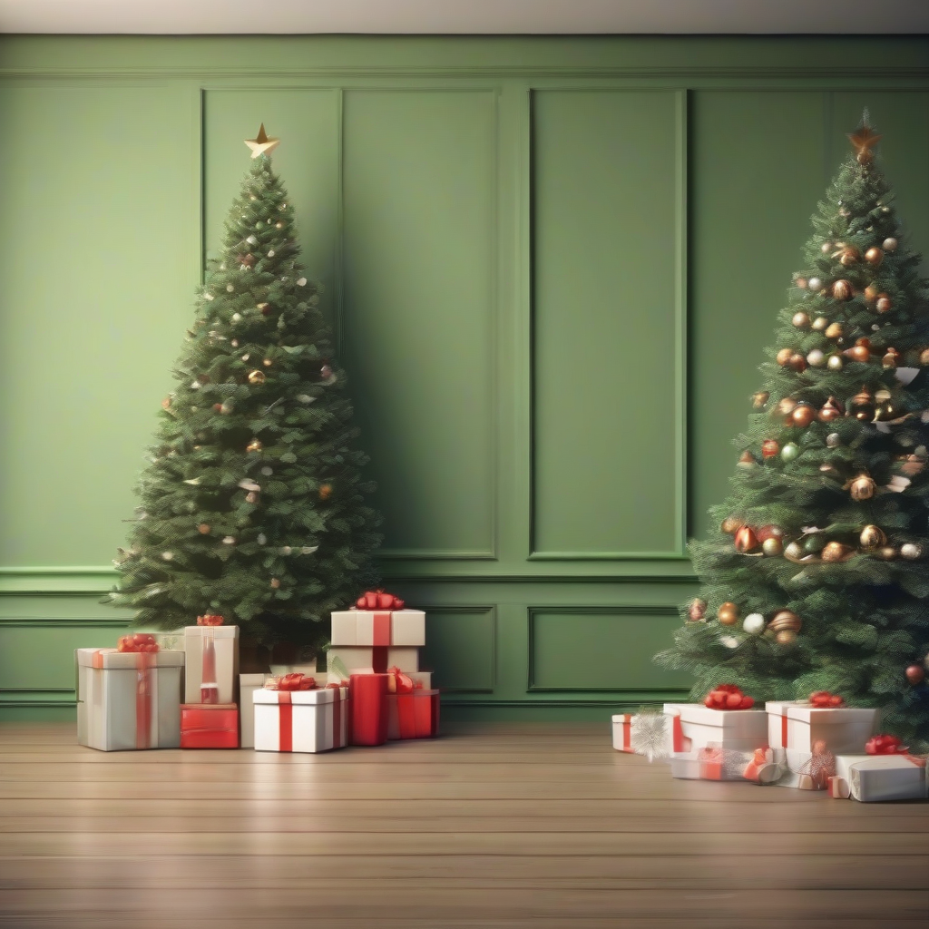 green floor with christmas tree and gift boxes by मुफ्त एआई छवि जनरेटर - बिना लॉगिन के✨ | AIGAZOU