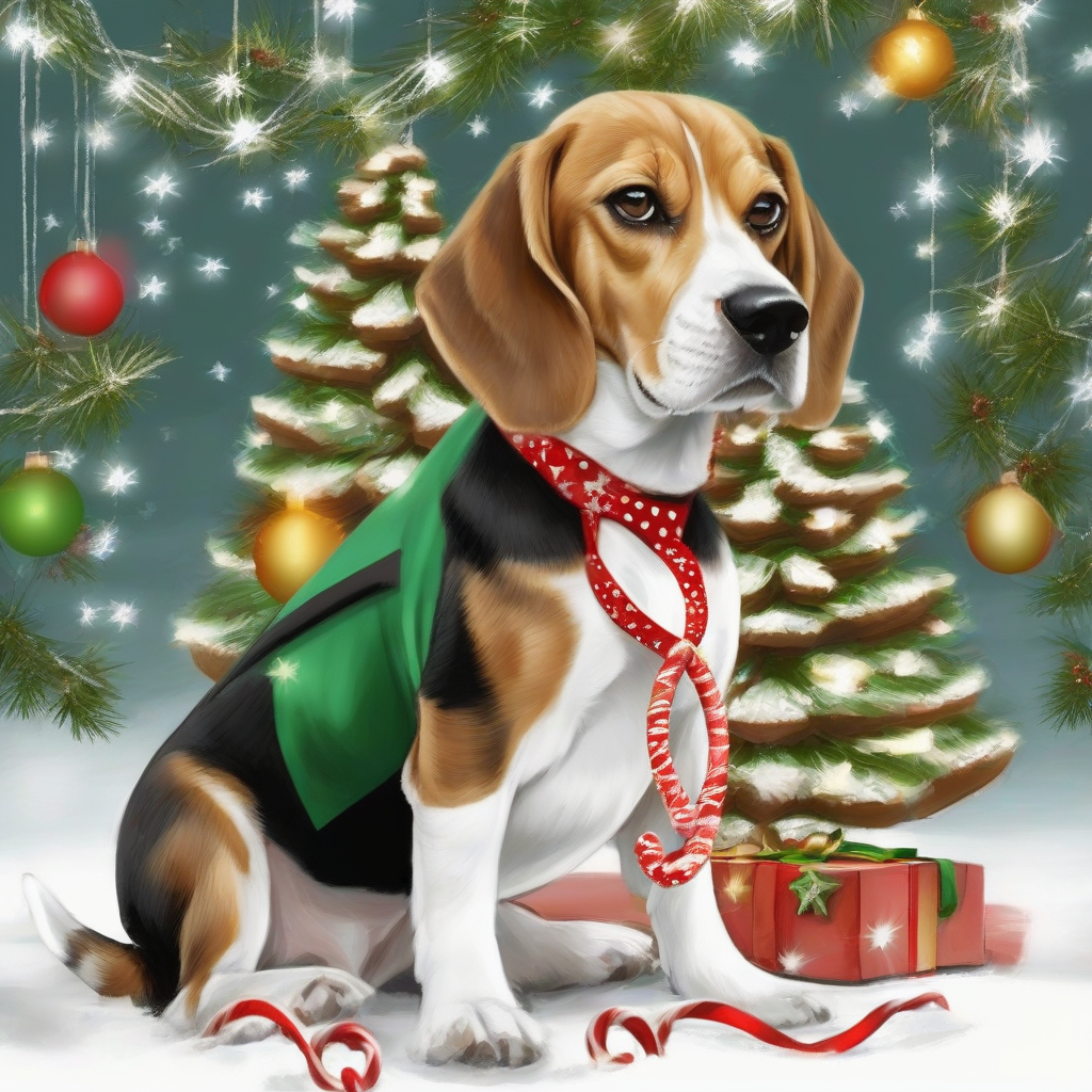 a beautiful beagle under a decorated christmas tree by मुफ्त एआई छवि जनरेटर - बिना लॉगिन के✨ | AIGAZOU