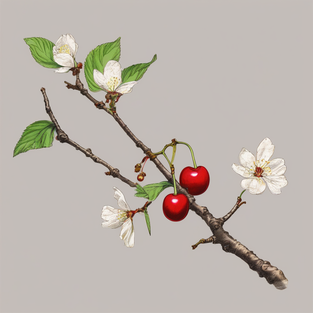 color drawing of a cherry branch seen from afar by मुफ्त एआई छवि जनरेटर - बिना लॉगिन के✨ | AIGAZOU