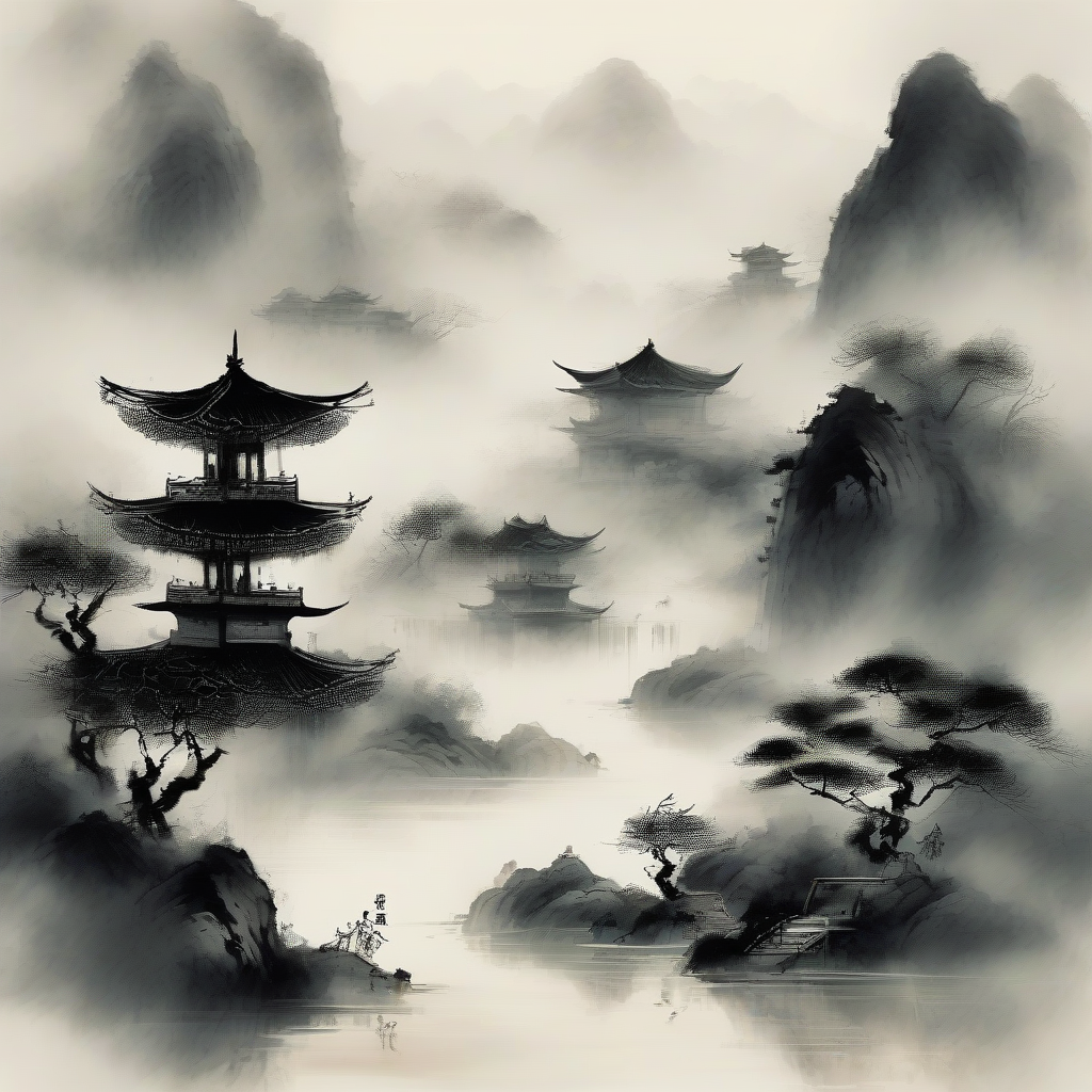 misty landscape in chinese ink painting style by मुफ्त एआई छवि जनरेटर - बिना लॉगिन के✨ | AIGAZOU