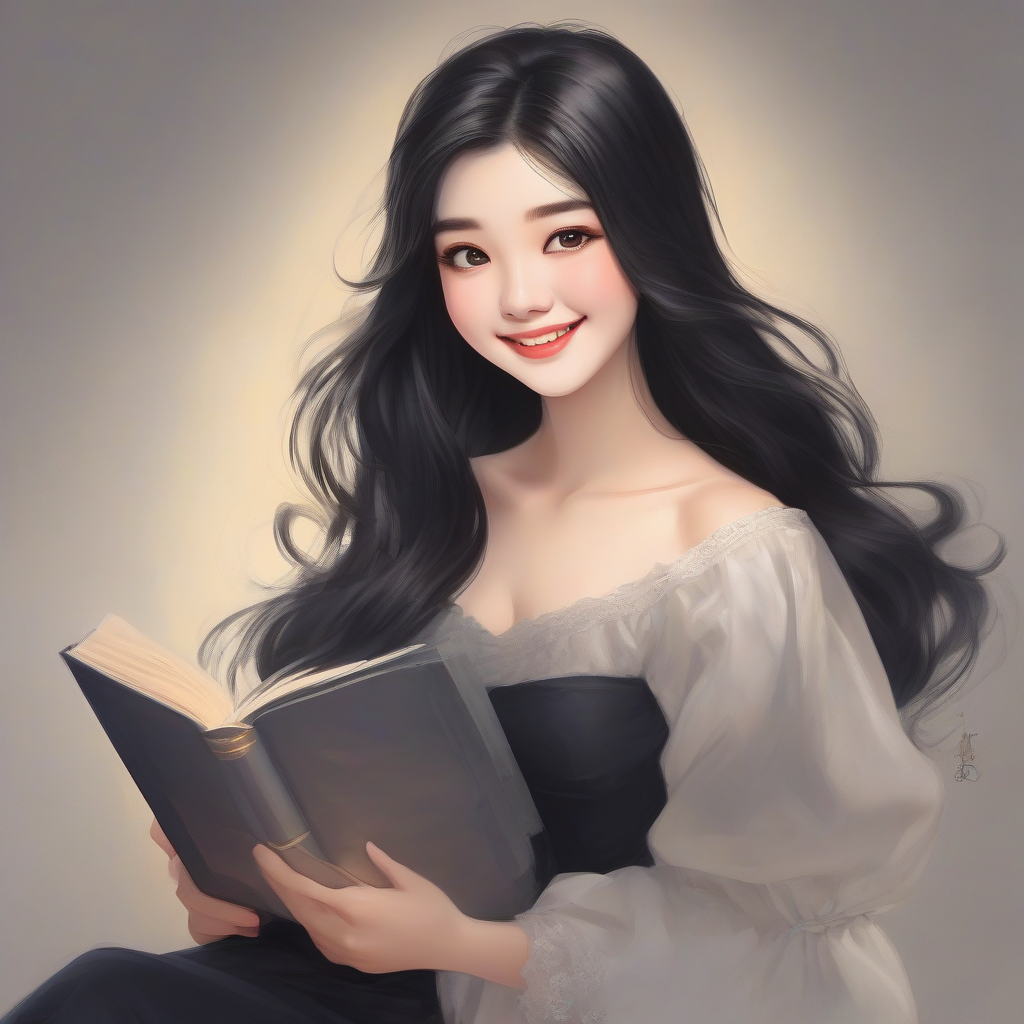 a new page of beauty flips nine heads twenty years old woman smiling eyes light thick lips attractive black hair by मुफ्त एआई छवि जनरेटर - बिना लॉगिन के✨ | AIGAZOU