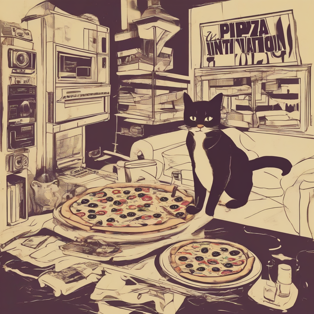 invitation to 29th birthday house music vinyl pizza skating architecture cats by मुफ्त एआई छवि जनरेटर - बिना लॉगिन के✨ | AIGAZOU