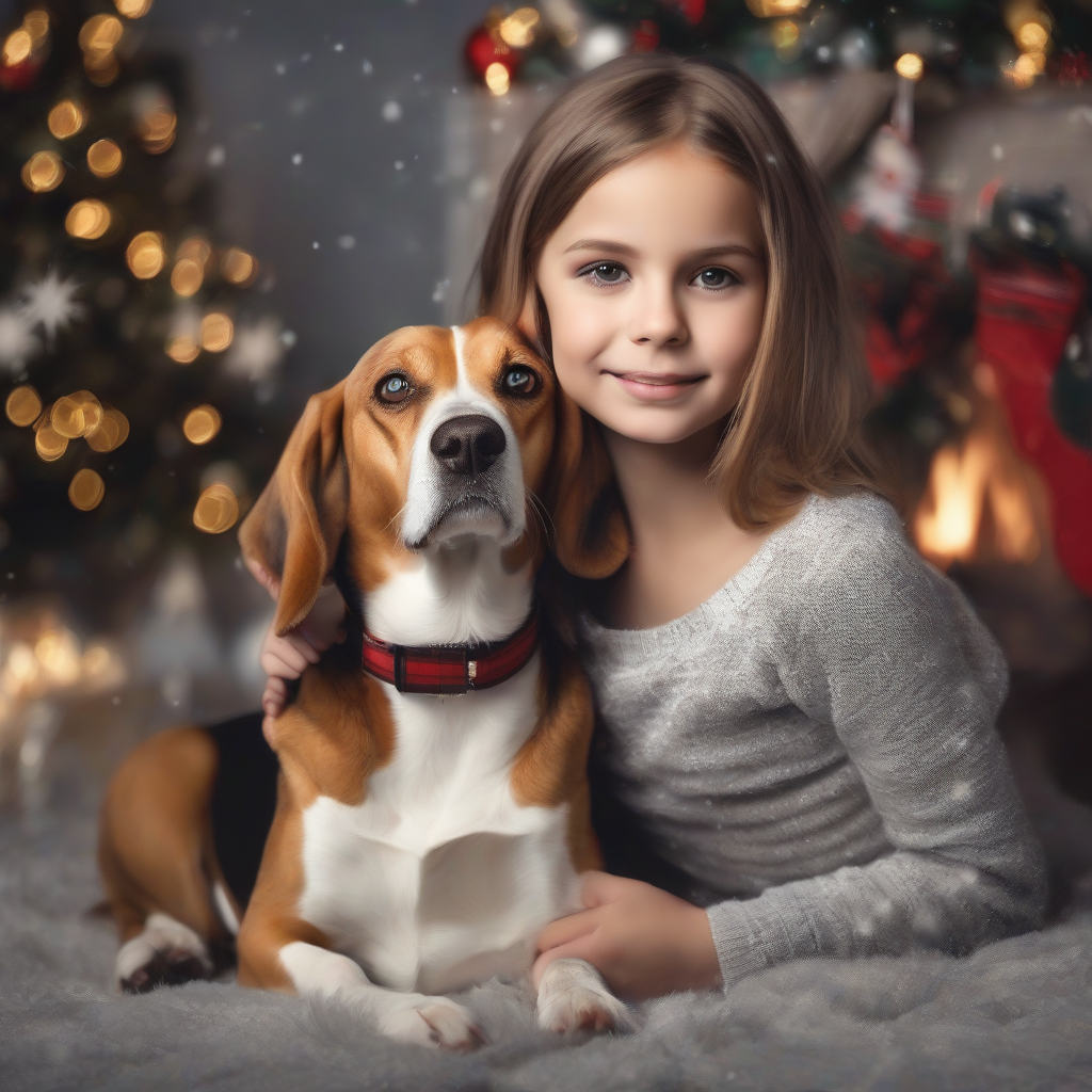 beautiful girl with beagle christmas by मुफ्त एआई छवि जनरेटर - बिना लॉगिन के✨ | AIGAZOU