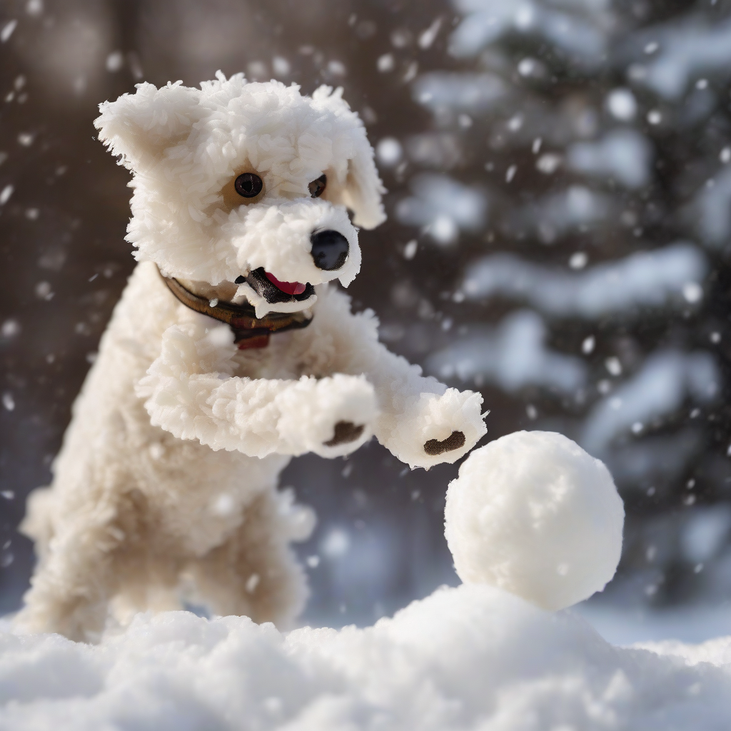 a stuffed dog playing snowball fight by Générateur d'images par IA gratuit - Aucune connexion nécessaire✨ | AIGAZOU