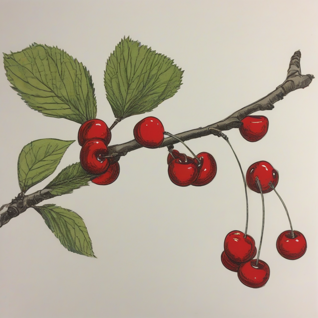 color drawing of a cherry branch seen from afar by मुफ्त एआई छवि जनरेटर - बिना लॉगिन के✨ | AIGAZOU