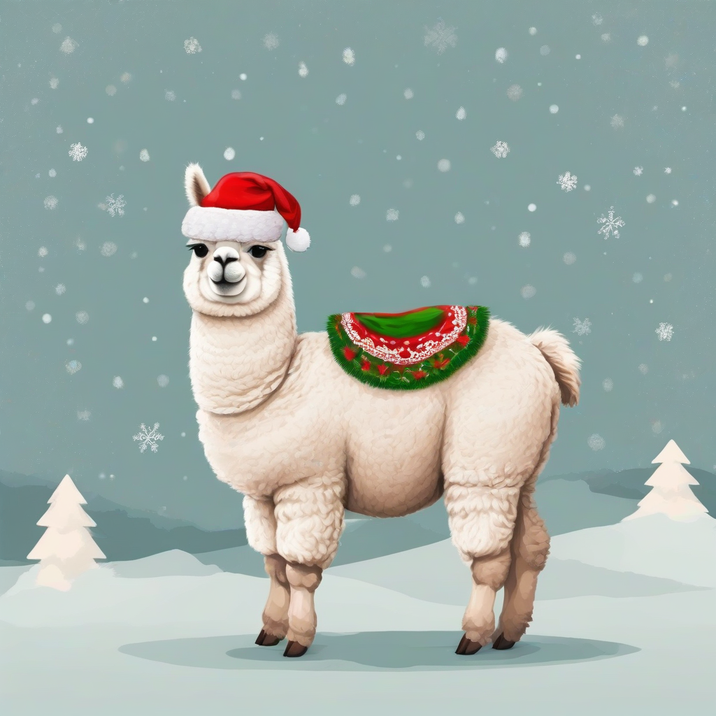 alpaca with ears and christmas hat standing by मुफ्त एआई छवि जनरेटर - बिना लॉगिन के✨ | AIGAZOU