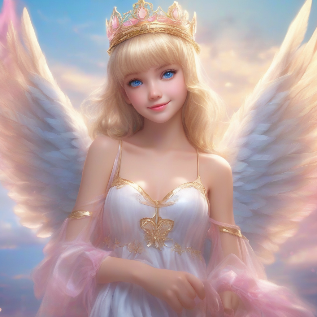 beautiful angelic girl with golden hair and heavenly glow by Générateur d'images par IA gratuit - Aucune connexion nécessaire✨ | AIGAZOU