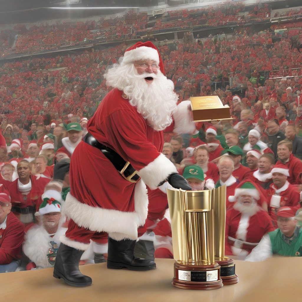 santa claus gives trophy by Générateur d'images par IA gratuit - Aucune connexion nécessaire✨ | AIGAZOU