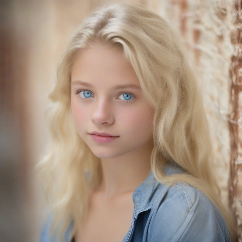 a beautiful blonde girl with blue eyes aged 16 by मुफ्त एआई छवि जनरेटर - बिना लॉगिन के✨ | AIGAZOU