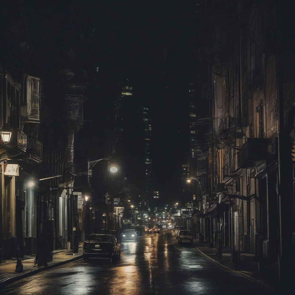 dark night city streets by मुफ्त एआई छवि जनरेटर - बिना लॉगिन के✨ | AIGAZOU