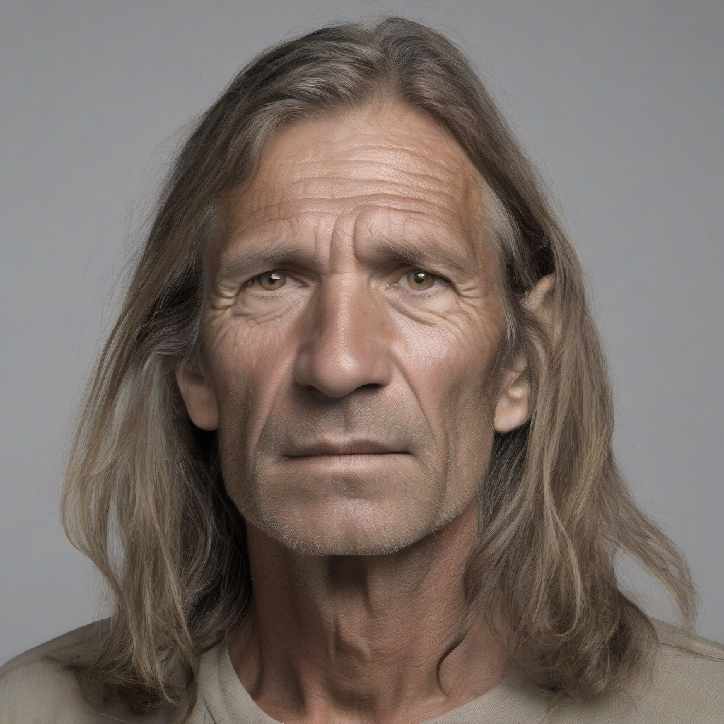 color portrait of a 50 year old man very thin with long hair by 免费AI图像生成工具 | AIGAZOU