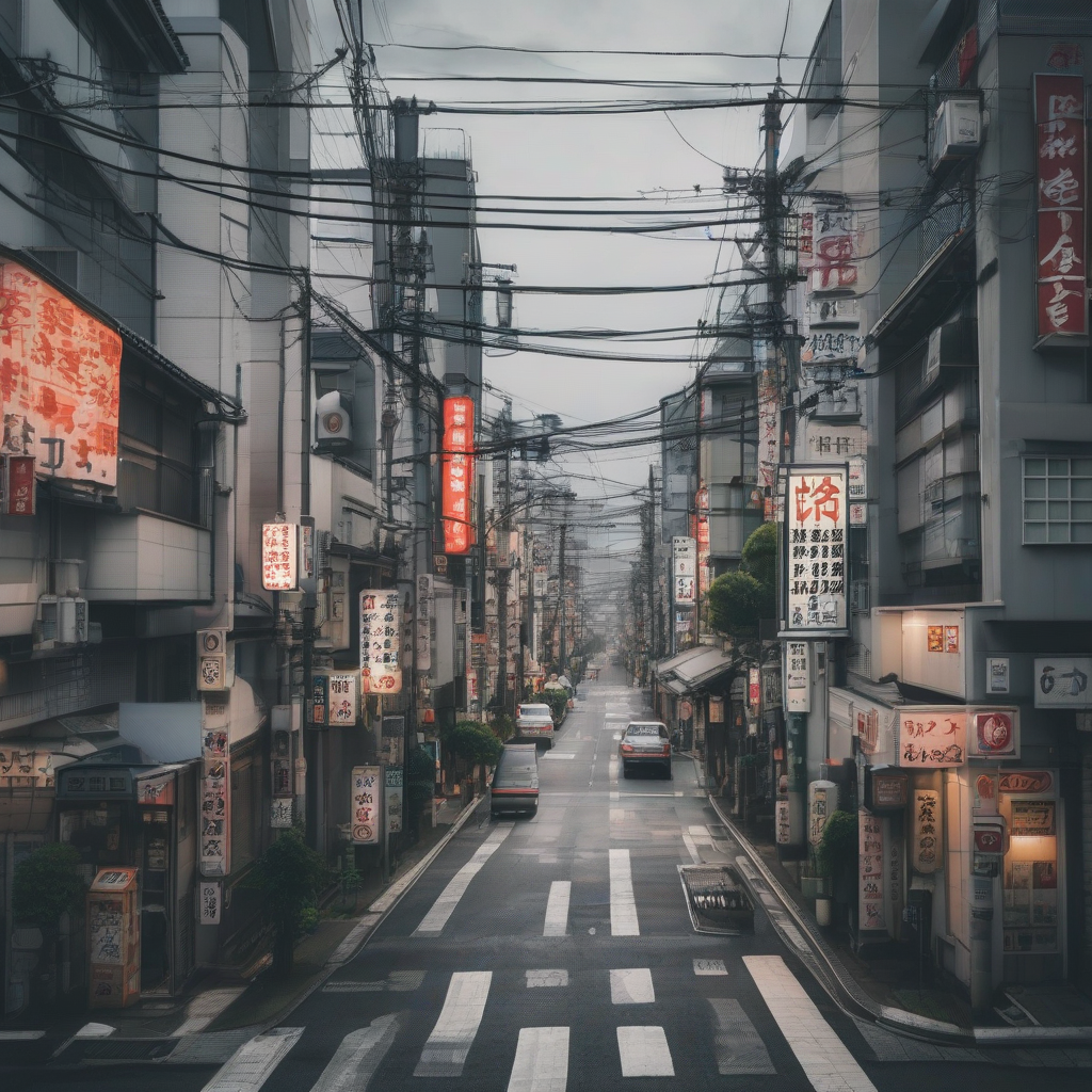 modern japanese streetscapes cloudy by Générateur d'images par IA gratuit - Aucune connexion nécessaire✨ | AIGAZOU