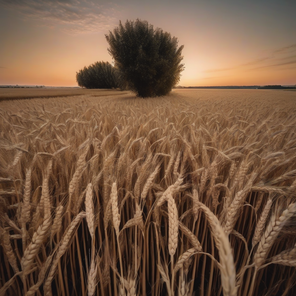 wheat field at dawn wide angle style by मुफ्त एआई छवि जनरेटर - बिना लॉगिन के✨ | AIGAZOU