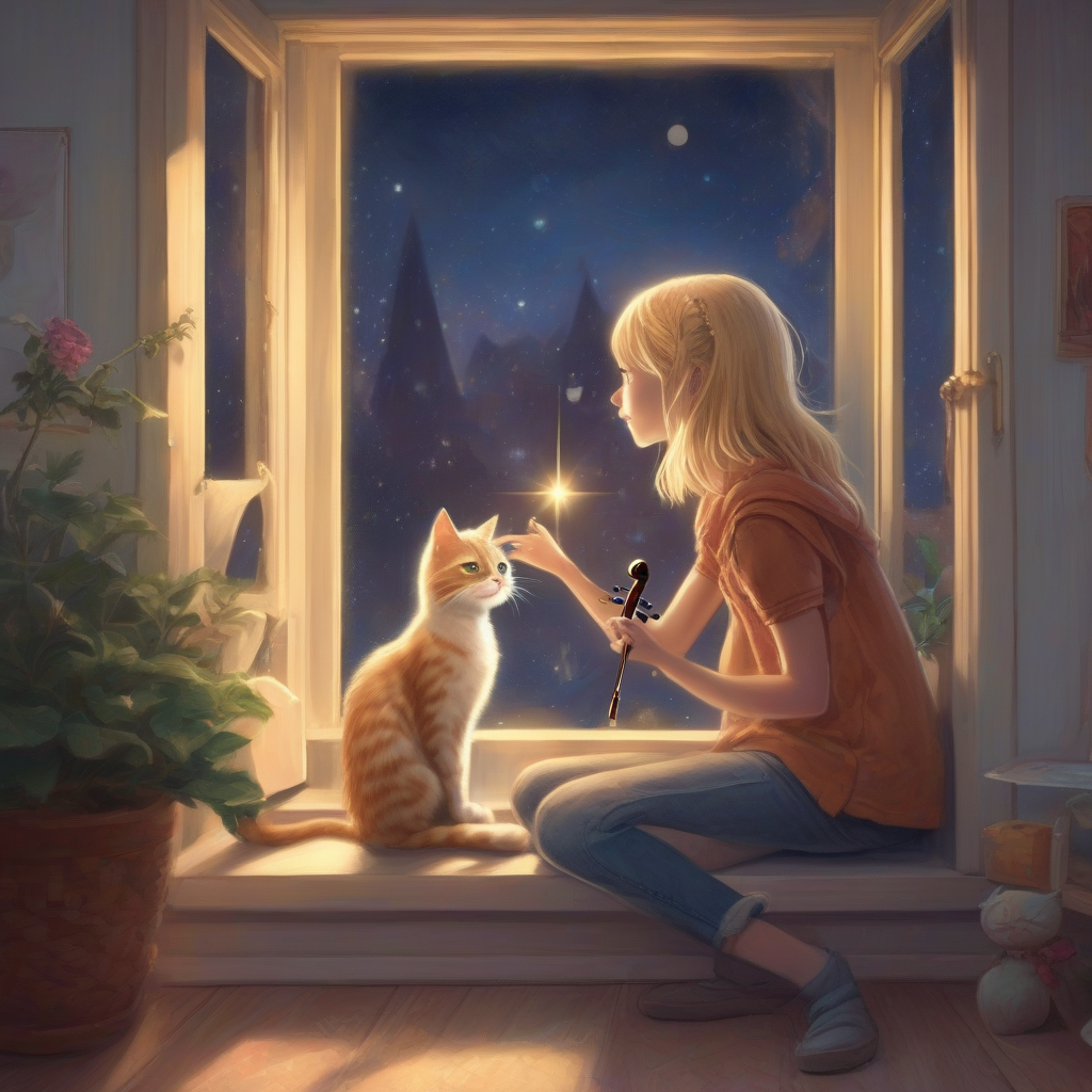 the encounter with the star cat a magical moment by मुफ्त एआई छवि जनरेटर - बिना लॉगिन के✨ | AIGAZOU