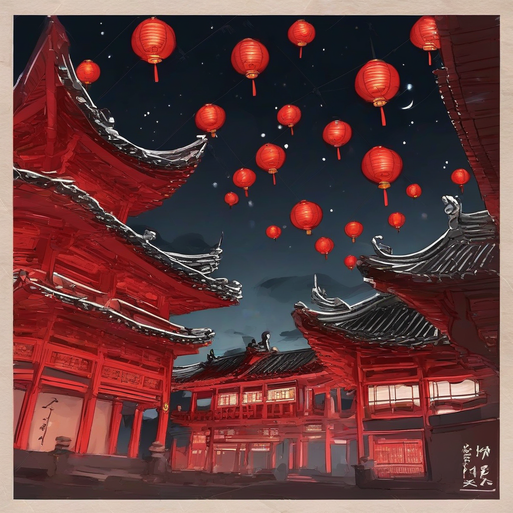 dancing red lanterns in the night sky by मुफ्त एआई छवि जनरेटर - बिना लॉगिन के✨ | AIGAZOU