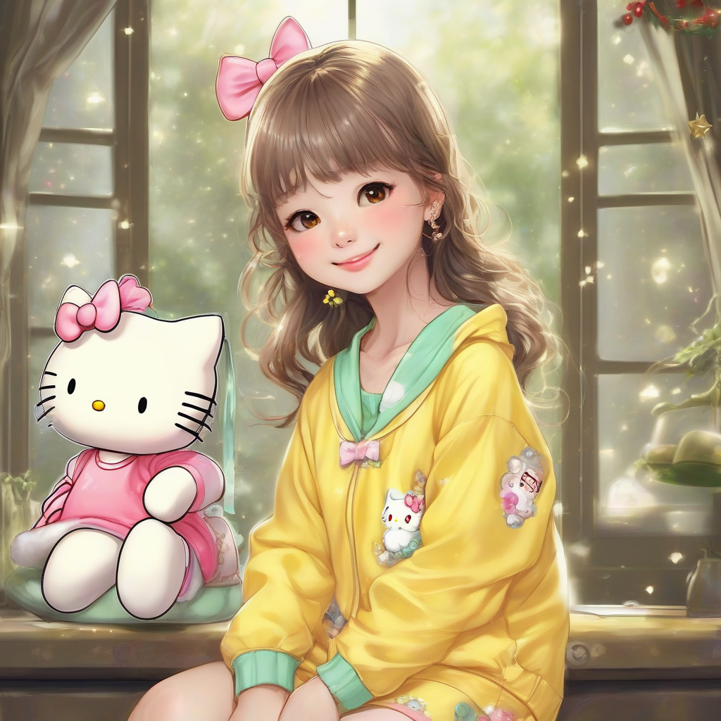 angelic day off hello kitty yellow pajamas by मुफ्त एआई छवि जनरेटर - बिना लॉगिन के✨ | AIGAZOU