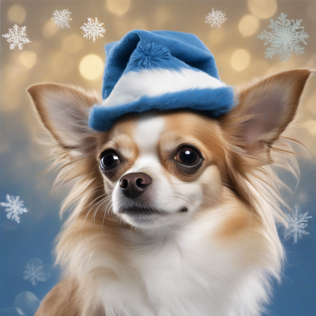 a french new year card with a long haired blue chihuahua wearing a christmas hat by Générateur d'images par IA gratuit - Aucune connexion nécessaire✨ | AIGAZOU