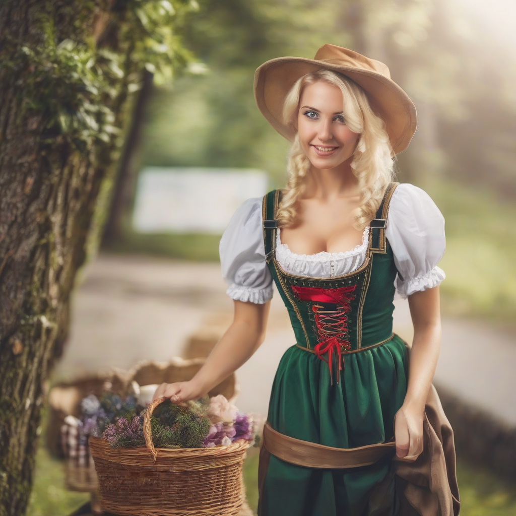 blonde woman in bavarian dress by मुफ्त एआई छवि जनरेटर - बिना लॉगिन के✨ | AIGAZOU