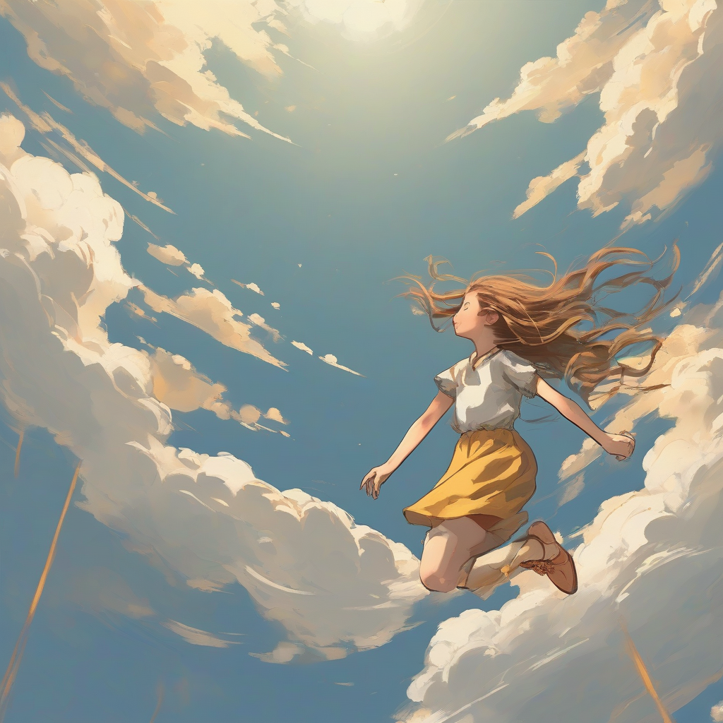 a girl recalling a story and looking up at the sky by Générateur d'images par IA gratuit - Aucune connexion nécessaire✨ | AIGAZOU