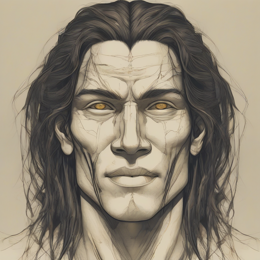 tall man with yellow skin and black hair by 免费AI图像生成工具 | AIGAZOU