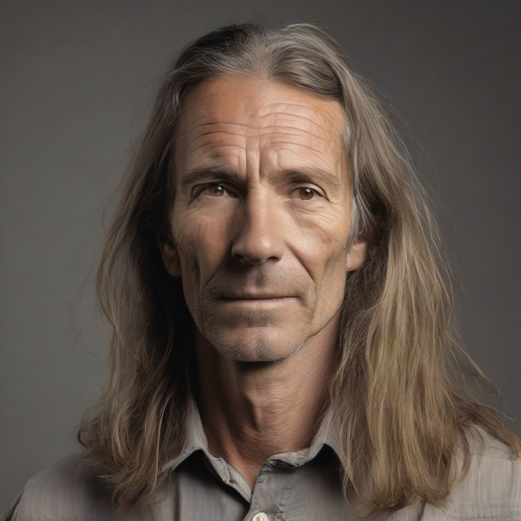 color portrait of a 50 year old man with long hair by मुफ्त एआई छवि जनरेटर - बिना लॉगिन के✨ | AIGAZOU