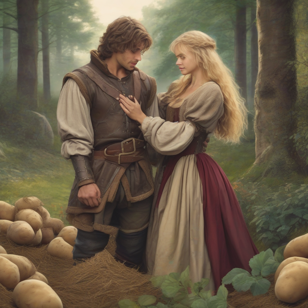 muscular man with braided hair and medieval clothing embraces blonde woman by Générateur d'images par IA gratuit - Aucune connexion nécessaire✨ | AIGAZOU