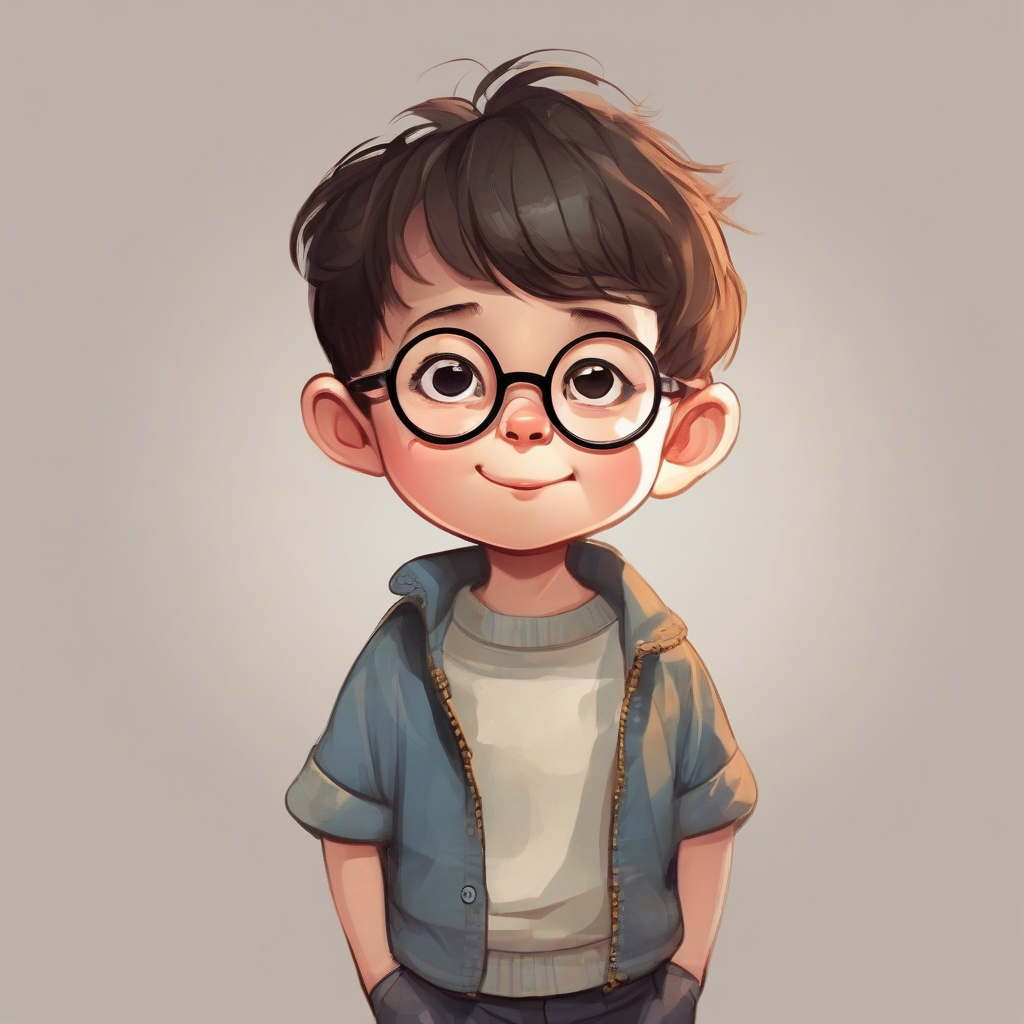 a little boy wear a pair of glasses lovely and stubborn cartoon by मुफ्त एआई छवि जनरेटर - बिना लॉगिन के✨ | AIGAZOU