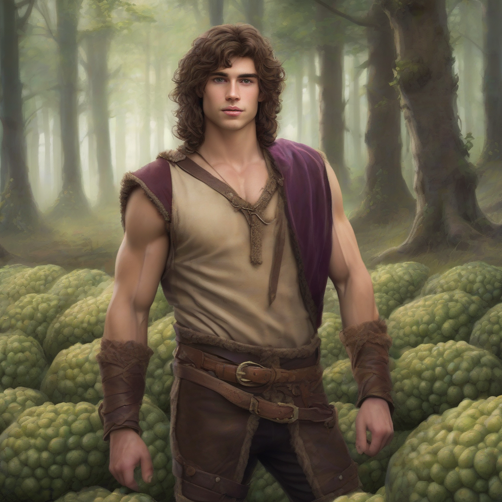 young muscular man with matted brown hair in medieval clothing on a small potato field by the forest by मुफ्त एआई छवि जनरेटर - बिना लॉगिन के✨ | AIGAZOU