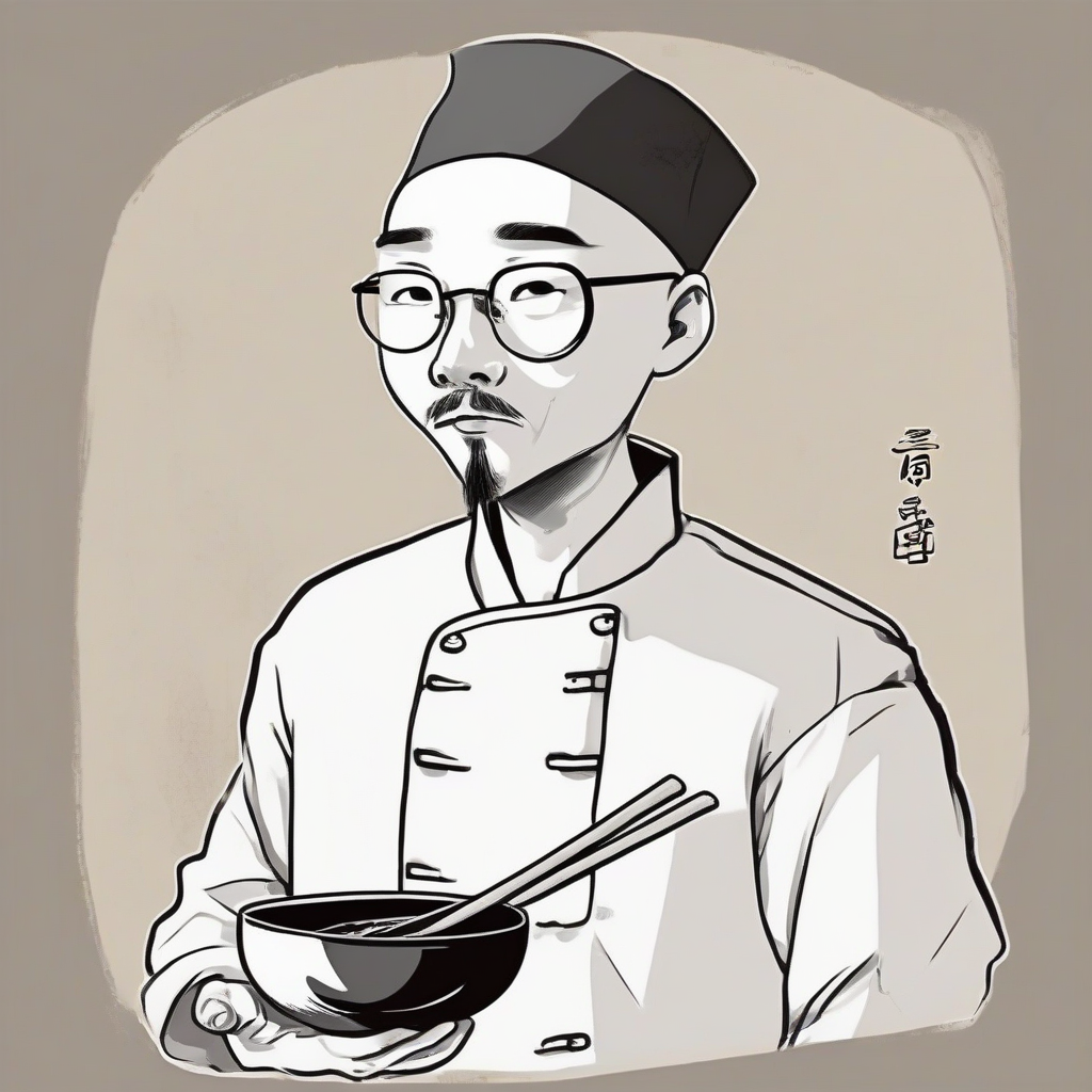 asian man with round glasses and mustache in chinese cook uniform by मुफ्त एआई छवि जनरेटर - बिना लॉगिन के✨ | AIGAZOU