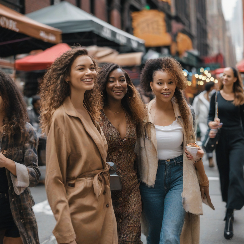 beautiful women walking through ny market by मुफ्त एआई छवि जनरेटर - बिना लॉगिन के✨ | AIGAZOU