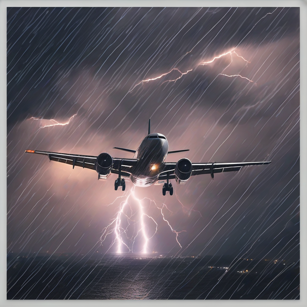 a plane flying through a storm at night by मुफ्त एआई छवि जनरेटर - बिना लॉगिन के✨ | AIGAZOU