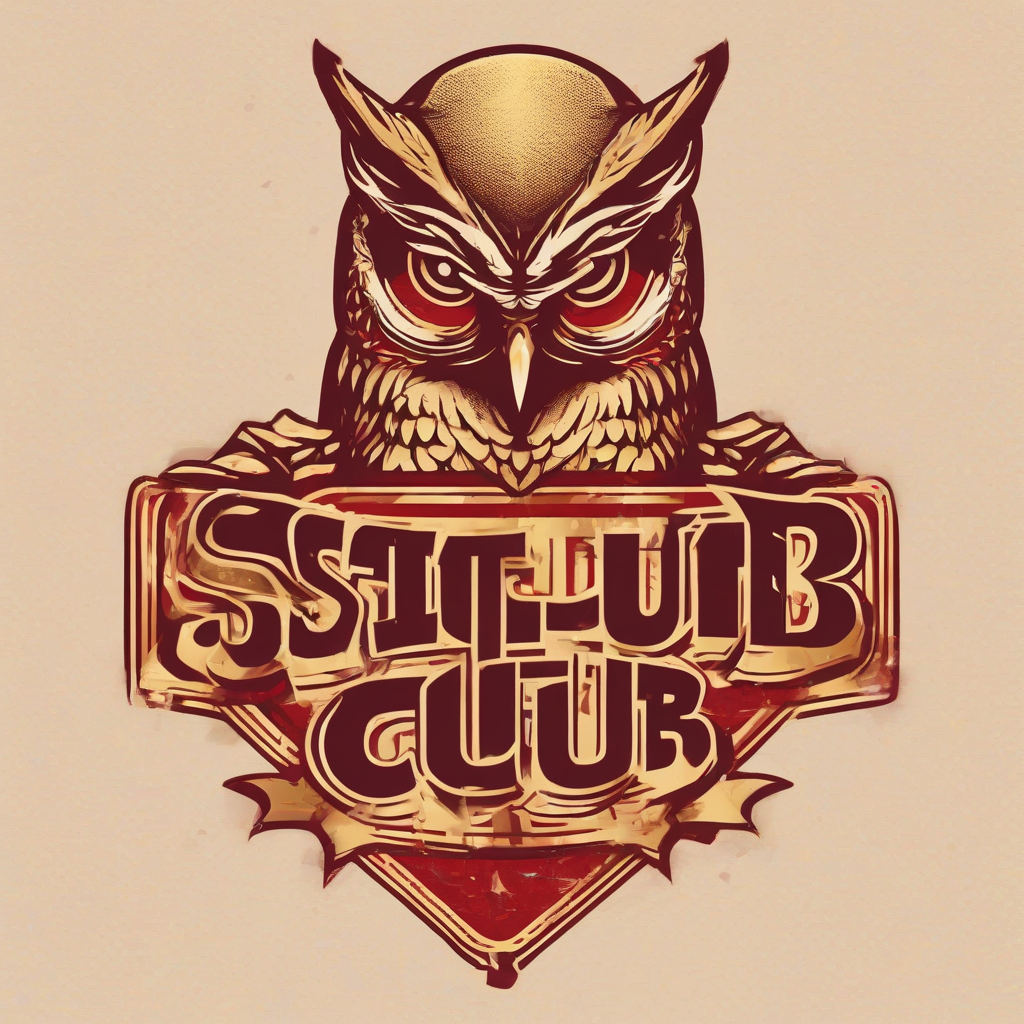 create a logo of an owl with st club in the fight club font in red white and gold by मुफ्त एआई छवि जनरेटर - बिना लॉगिन के✨ | AIGAZOU