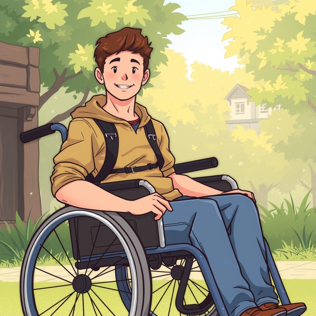 young man in a wheelchair by मुफ्त एआई छवि जनरेटर - बिना लॉगिन के✨ | AIGAZOU