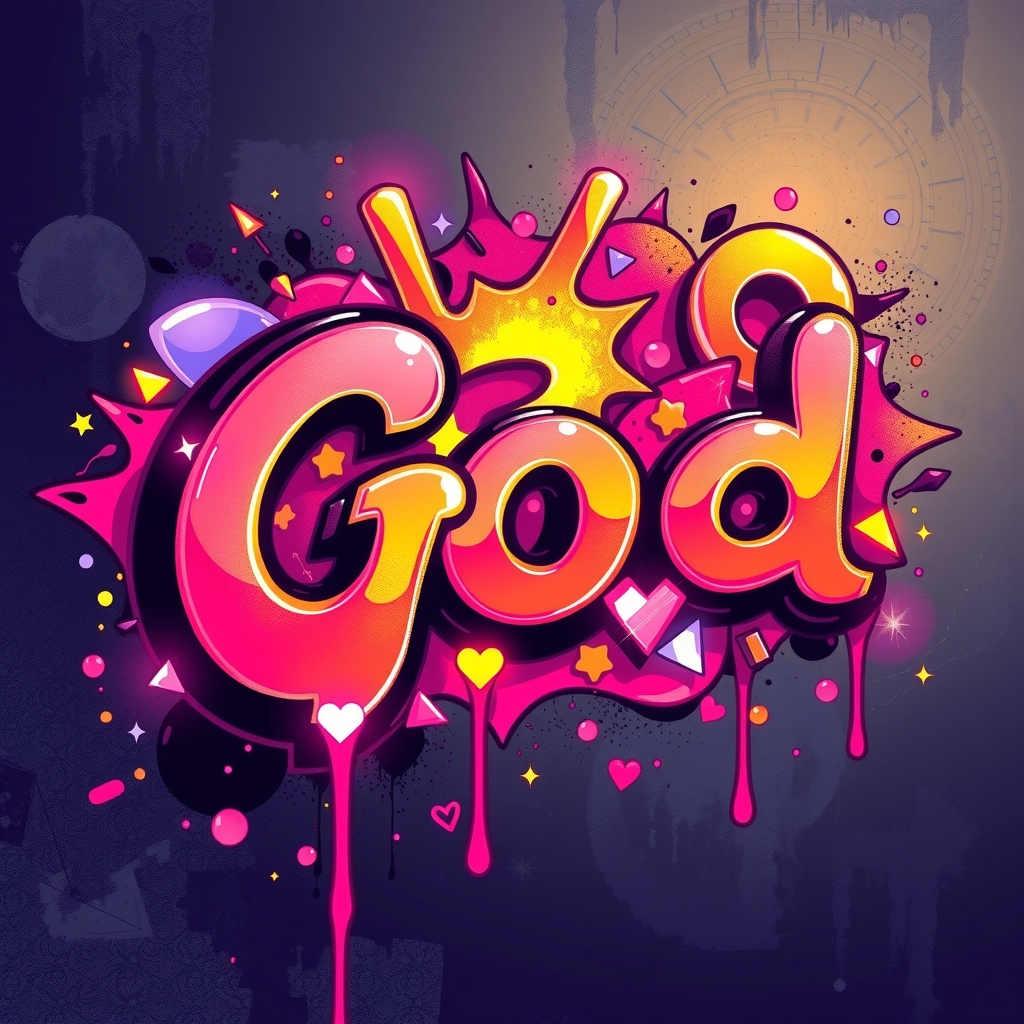 the name of god highlighted on colorful luminous graffiti by मुफ्त एआई छवि जनरेटर - बिना लॉगिन के✨ | AIGAZOU