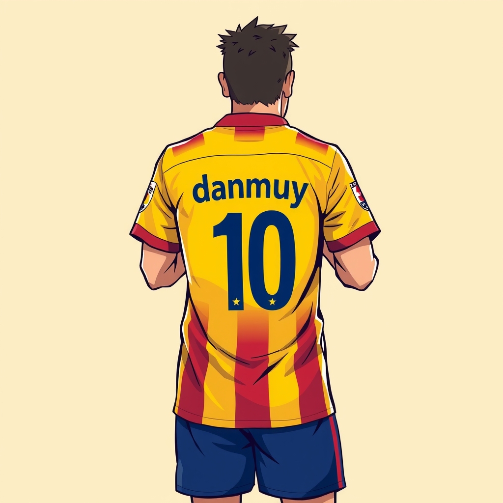 yellow barca jersey with danmuy mention by मुफ्त एआई छवि जनरेटर - बिना लॉगिन के✨ | AIGAZOU