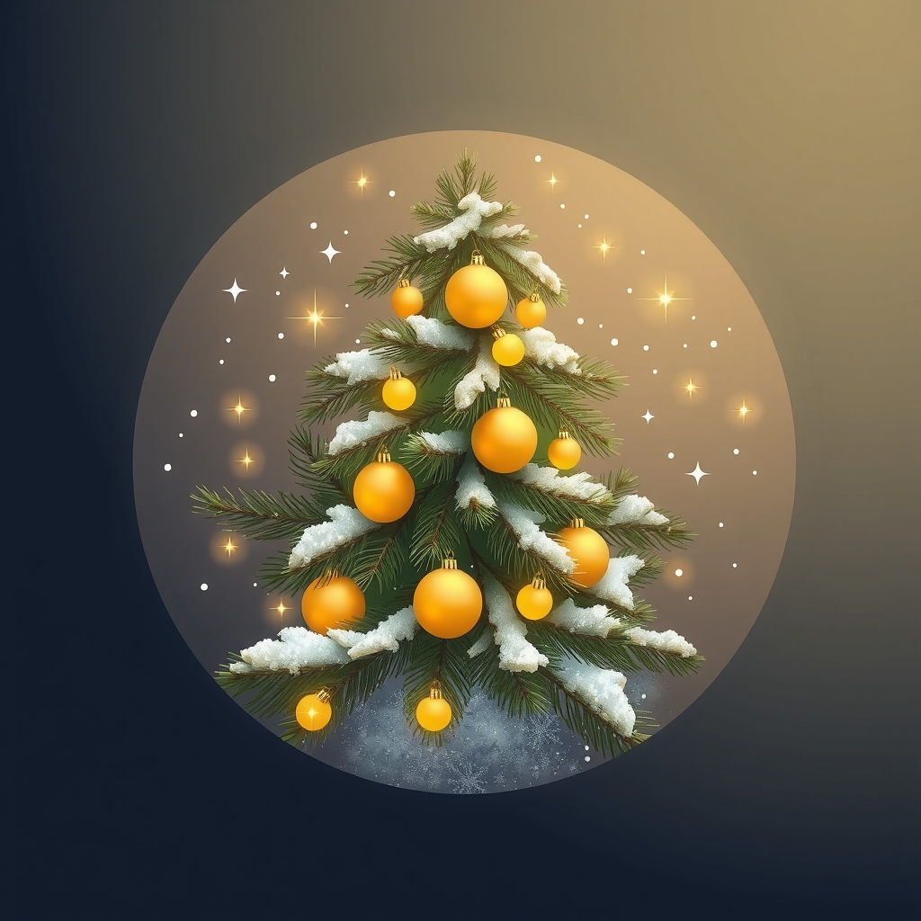 create a simple circle make the circle christmas fill the circle with a christmas tree decorated with golden ornaments it by मुफ्त एआई छवि जनरेटर - बिना लॉगिन के✨ | AIGAZOU