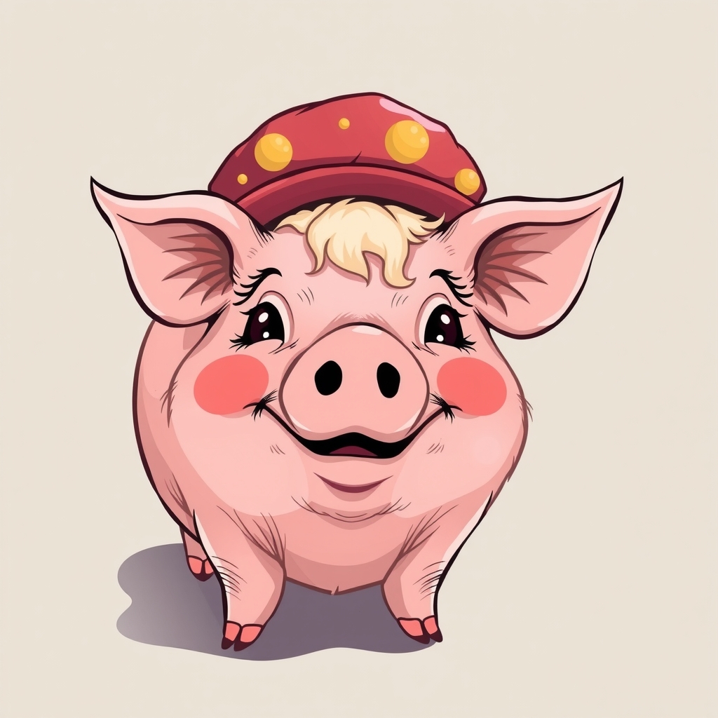 a smiling pig with a ribbon by मुफ्त एआई छवि जनरेटर - बिना लॉगिन के✨ | AIGAZOU