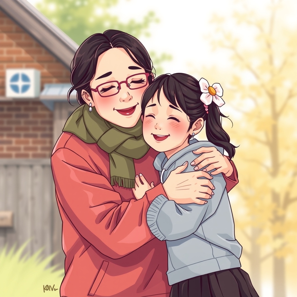 canadian korean mom and daughter hug love adorably by मुफ्त एआई छवि जनरेटर - बिना लॉगिन के✨ | AIGAZOU