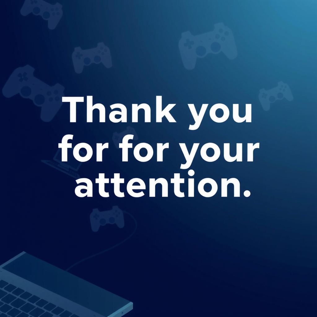 a dark themed image with thank you for your attention text on gaming disorder by मुफ्त एआई छवि जनरेटर - बिना लॉगिन के✨ | AIGAZOU