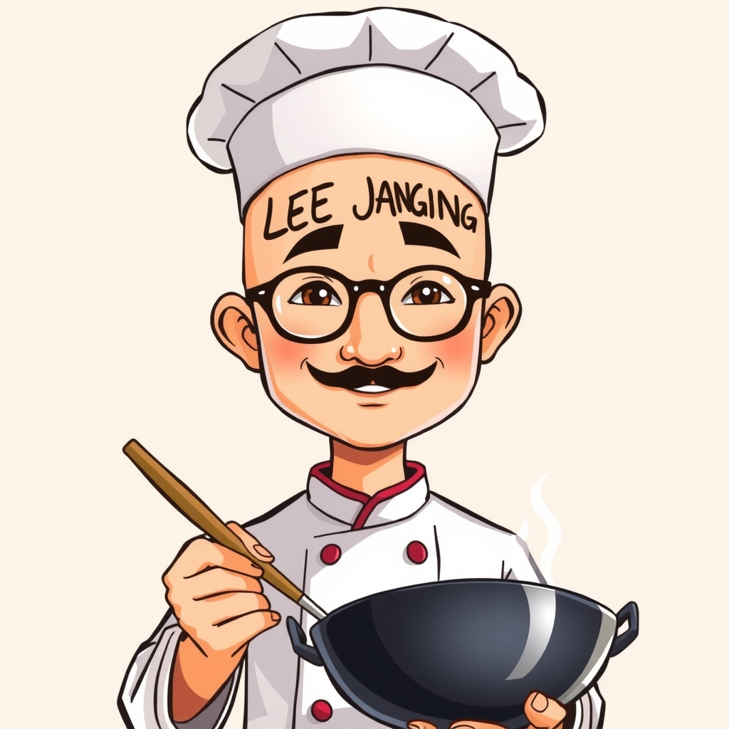 asian man with round glasses and mustache wearing chinese chef uniform by मुफ्त एआई छवि जनरेटर - बिना लॉगिन के✨ | AIGAZOU