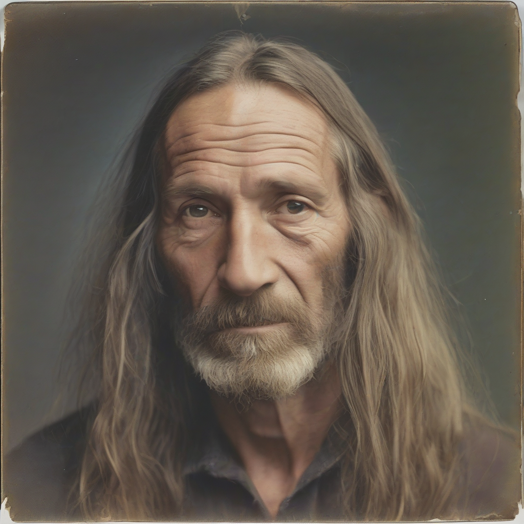 color portrait of a 50 year old man with long hair by मुफ्त एआई छवि जनरेटर - बिना लॉगिन के✨ | AIGAZOU