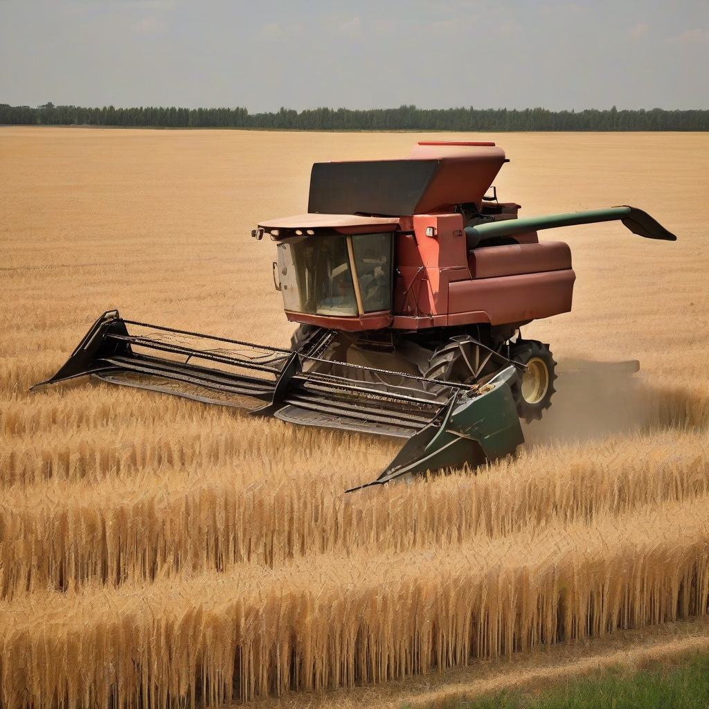 old harvester in a wheat field by मुफ्त एआई छवि जनरेटर - बिना लॉगिन के✨ | AIGAZOU