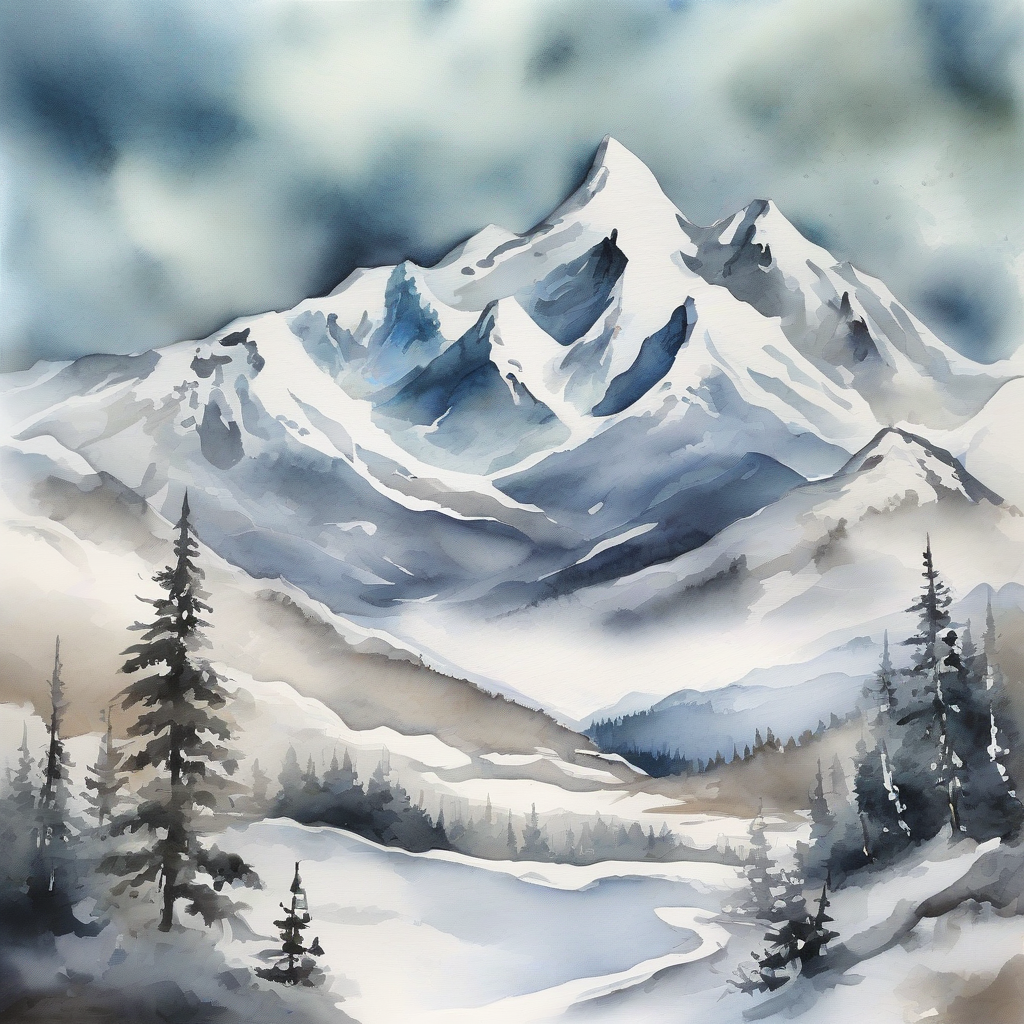 snow mountain watercolor painting by Générateur d'images par IA gratuit - Aucune connexion nécessaire✨ | AIGAZOU