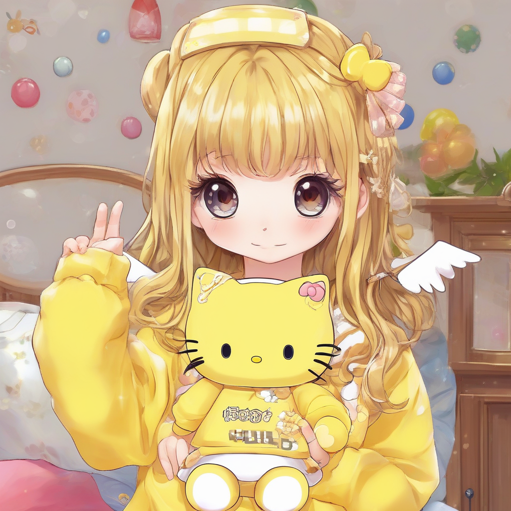 angelic holiday 2 hello kitty yellow pajamas by Générateur d'images par IA gratuit - Aucune connexion nécessaire✨ | AIGAZOU